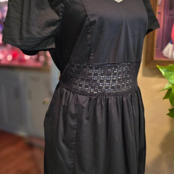 Dark Coquette Summer Black Midi Sheer Waist Dress Torrid 00 M/L - Picture 5 of 10